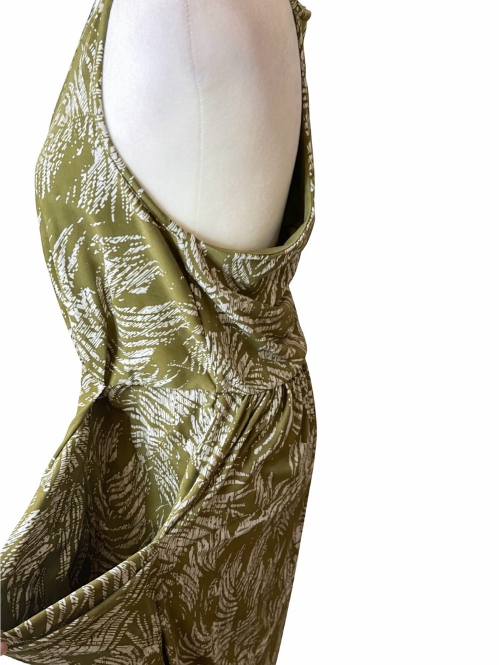 Madison Olive Green Printed Sleeveless Wrap Maxi Dress - Picture 2 of 3